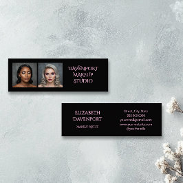 Bold Black and Blush Pink 2 Photo Mini Visitenkarte