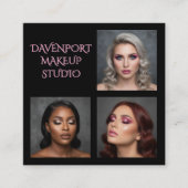 Bold Black and Blush Pink 3 Photo Quadratische Visitenkarte (Vorderseite)