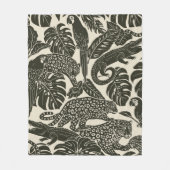 Bold Black and Cream Tropical Jungle Animals Fleecedecke (Vorderseite)
