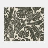 Bold Black and Cream Tropical Jungle Animals Fleecedecke (Vorderseite (Horizontal))