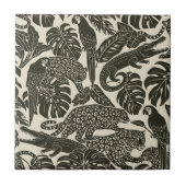 Bold Black and Cream Tropical Jungle Animals  Fliese (Vorderseite)