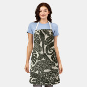 Bold Black and Cream Tropical Jungle Animals Schürze (Getragen)