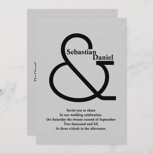 Bold Black and Gray Wedding Einladung (Vorne/Hinten)