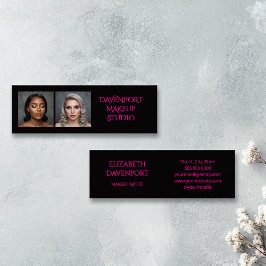 Bold Black and Hot Pink 2 Photo Mini Visitenkarte