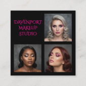 Bold Black and Hot Pink 3 Photo Quadratische Visitenkarte (Vorderseite)