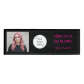 Bold Black and Hot Pink Photo Namenschild (Vorderseite)