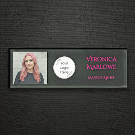Bold Black and Hot Pink Photo Namenschild