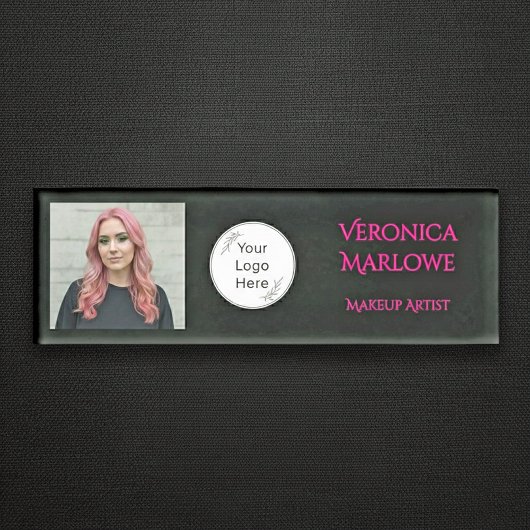 Bold Black and Hot Pink Photo Namenschild