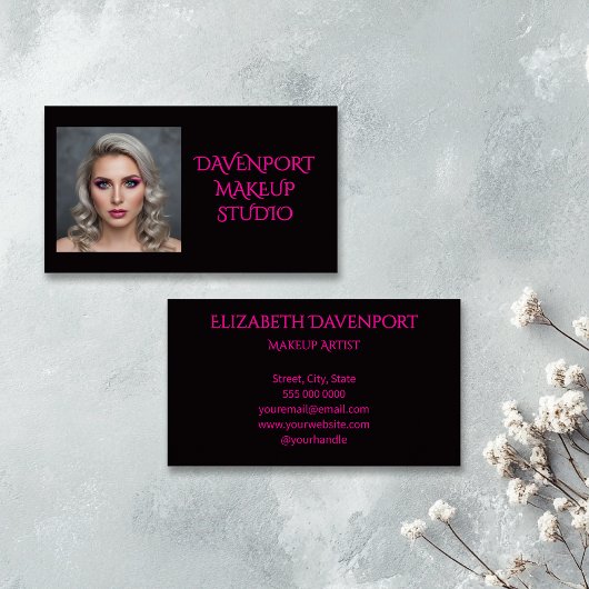 Bold Black and Hot Pink Visitenkarte