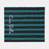Bold Black and Teal Stripes | Ciao Bella Fleecedecke (Vorderseite (Horizontal))