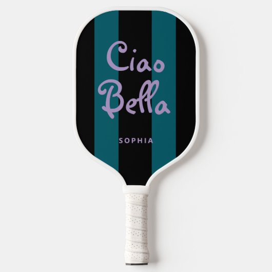 Bold Black and Teal Stripes | Ciao Bella Pickleball Schläger (Vorderseite)