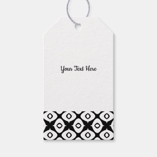 Bold Black and White Symmetrical Arabesque Pattern Geschenkanhänger (Vorderseite)