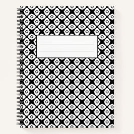Bold Black and White Symmetrical Arabesque Pattern Notizblock