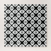 Bold Black and White Symmetrical Arabesque Pattern Puzzle (Horizontal)