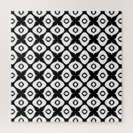 Bold Black and White Symmetrical Arabesque Pattern Puzzle