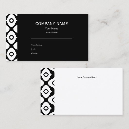 Bold Black and White Symmetrical Arabesque Pattern Visitenkarte (Vorne/Hinten)