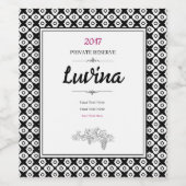 Bold Black and White Symmetrical Arabesque Pattern Weinetikett (Einzelnes Label)