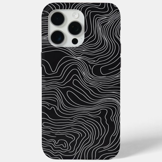 Bold Black and White Topographic Art 🖤 Case-Mate iPhone Hülle (Rückseite)