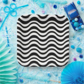 Bold Black and White Wavy Abstract Pappteller (Party)