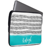bold black and white with turquoise pattern design laptopschutzhülle (Vorne Rechts)