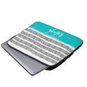 bold black and white with turquoise pattern design laptopschutzhülle (Vorne Knopf)