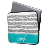 bold black and white with turquoise pattern design laptopschutzhülle (Vorderseite Links)