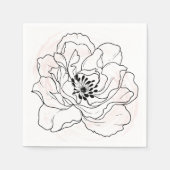 Bold Black Bloom on Soft Blush Watercolor  Serviette (Vorderseite)