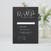 Bold Black Botanical Wedding RSVP Card (Stehend Vorderseite)