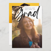 Bold Black Brush Grad Modernes Foto Universität An Ankündigung (Vorne/Hinten)