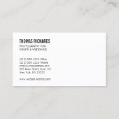 Bold Black Brushstroke Fotograf Artist Visitenkarte (Rückseite)