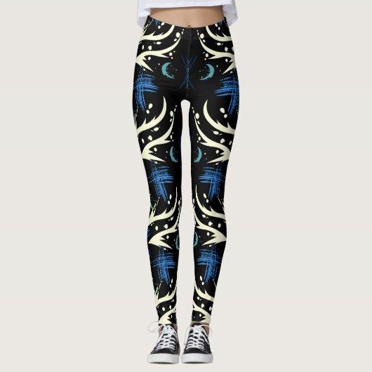 Bold Black Dragon Slash Pattern Leggings (Vorderseite)
