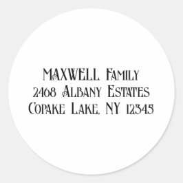 Bold Black Elegant Typografy Nachname Runder Aufkleber