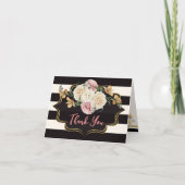 Bold Black, Elfenbeinstreifen, Florals Danke (Vorderseite)