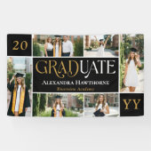 Bold Black Graduate Celebration Grad Photo Collage Banner (Horizontal)