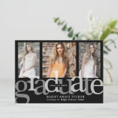 Bold Black Graduate Trio Collage Abschluss Ankündigung (Stehend Vorderseite)