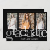 Bold Black Graduate Trio Collage Abschluss Ankündigung (Vorne/Hinten)