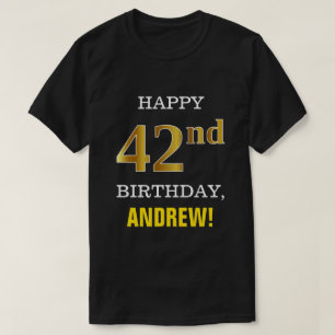 Bold, Black, Imitate Gold 42. Geburtstag w/ Name S T-Shirt