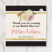 Bold Black, Ivory Floral Brautparty Danke Geschenkanhänger (Rückseite)