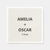 Bold Black Ivory Modern Wedding Names Date Custom Serviette (Vorderseite)