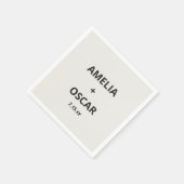 Bold Black Ivory Modern Wedding Names Date Custom Serviette (Ecke)