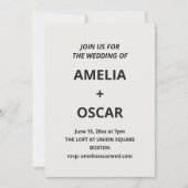 Bold Black Ivory Modern Wedding Typography Text Einladung (Vorderseite)