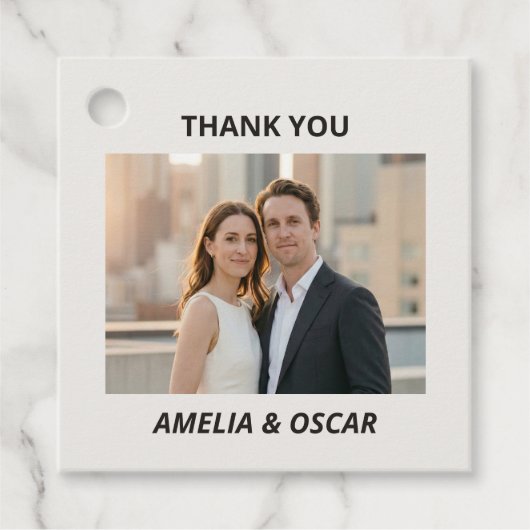 Bold Black Ivory Photo Modern Wedding Thank You Geschenkanhänger (Vorderseite)
