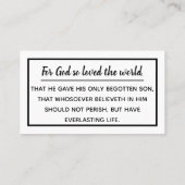 Bold Black John 3:16 Gospel Tract Business Card Visitenkarte (Rückseite)