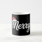 Bold Black Merry Christmas Santa Hat Kaffeetasse (Mittel)