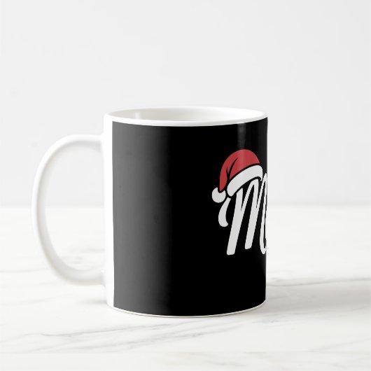 Bold Black Merry Christmas Santa Hat Kaffeetasse (Links)