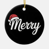 Bold Black Merry Christmas Santa Hat Keramik Ornament (Vorne)