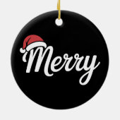 Bold Black Merry Christmas Santa Hat Keramik Ornament (Hinten)