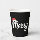 Bold Black Merry Christmas Santa Hat Pappbecher (Rückseite)