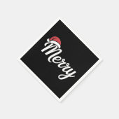 Bold Black Merry Christmas Santa Hat Serviette (Ecke)