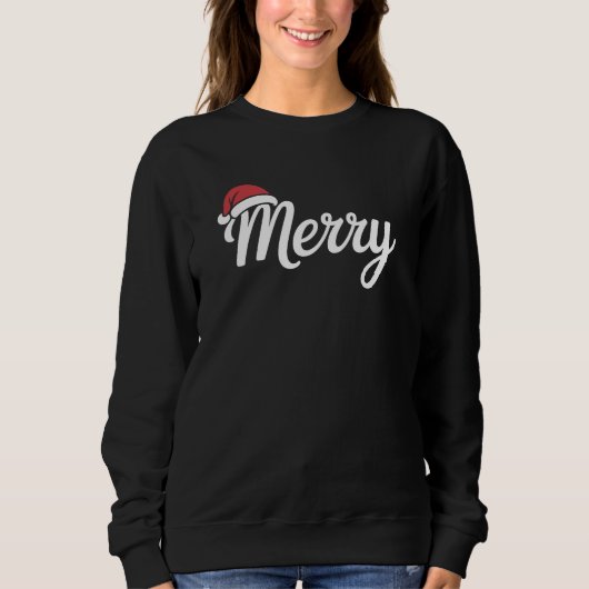 Bold Black Merry Christmas Santa Hat Sweatshirt (Vorderseite)